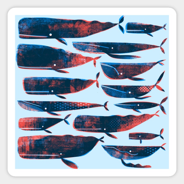 Printed whales Magnet by Gareth Lucas